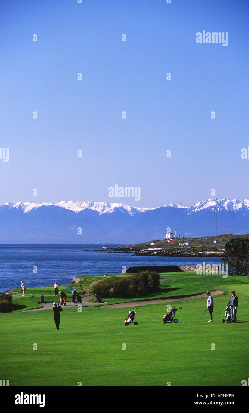 Victoria Golf Course with the Olympic Peninsula mountains and Trial