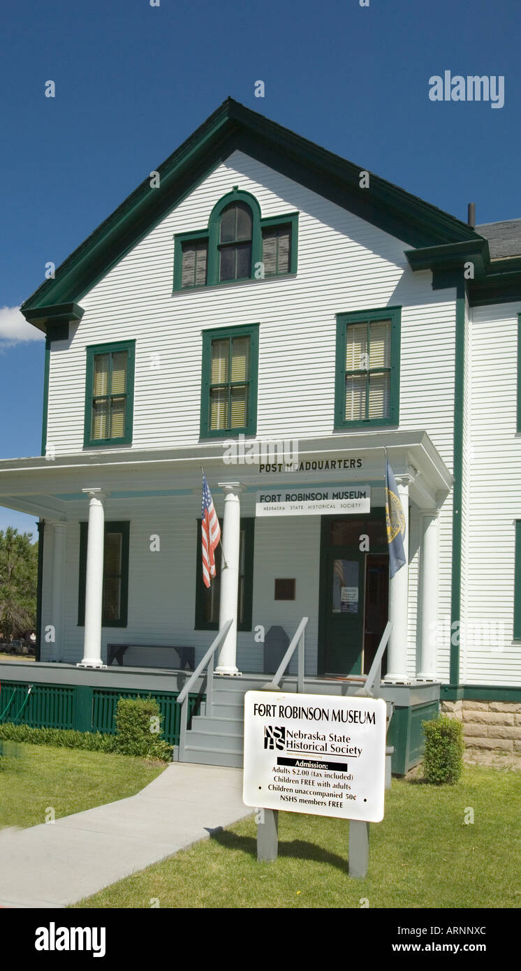 Post Headquarters and Fort Robinson Museum at Fort Robinson State Park in NW Nebraska Stock Photo