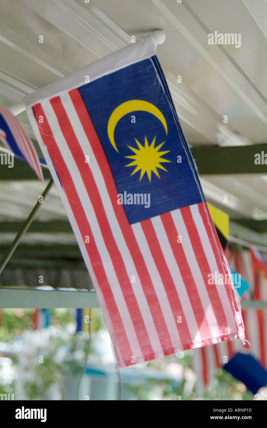 malaysian flag malayasia national identity flags country red white and blue  stropes moon star asia kulalumpormalaysian flag mala Stock Photo - Alamy