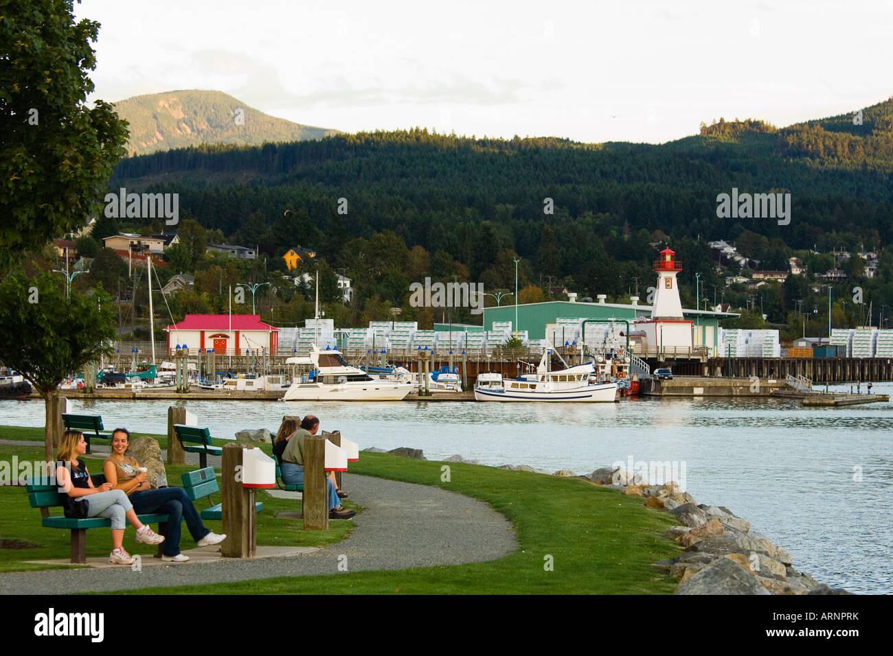 Port Alberni Quay waterfront park, Vancouver Island, British Columbia, Canada. Stock Photo