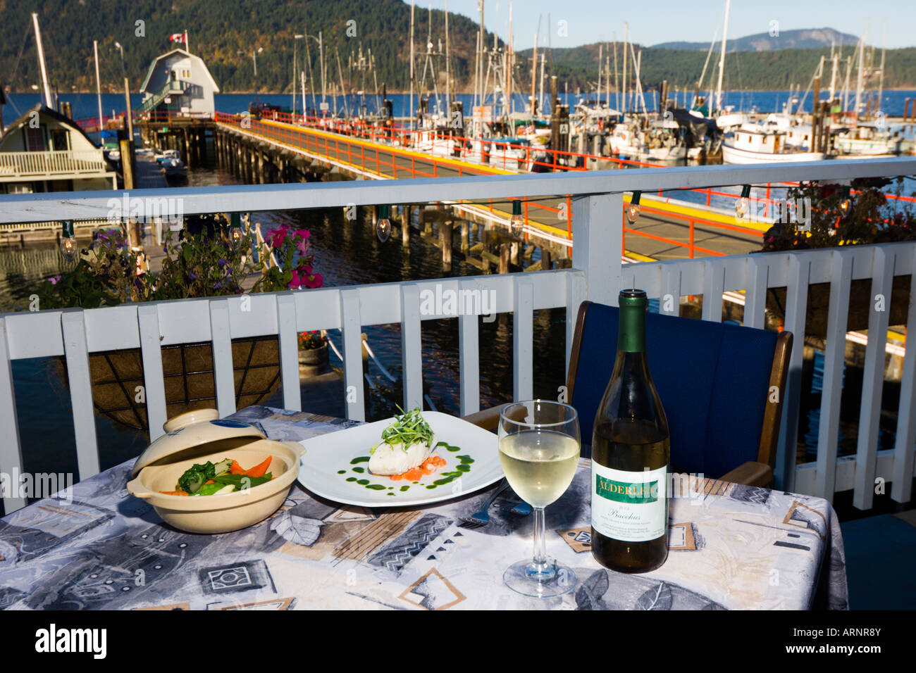 Fine dining on watefront, Cowichan Bay, Vancouver Island, British ...