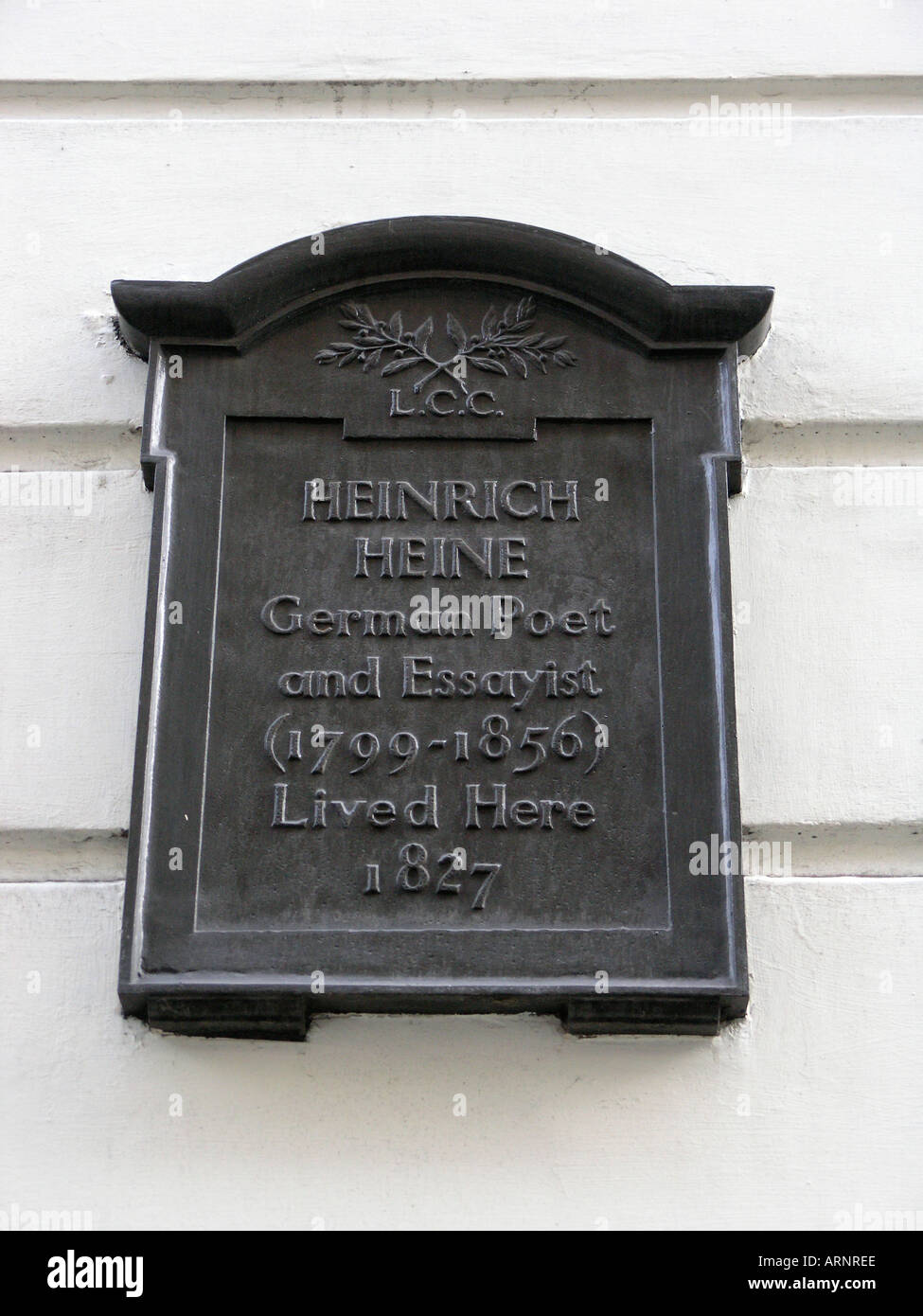 Heinrich Heine lived at 32 Craven Street in 1827 where a London County Council plaque commemorates his stay. Stock Photo