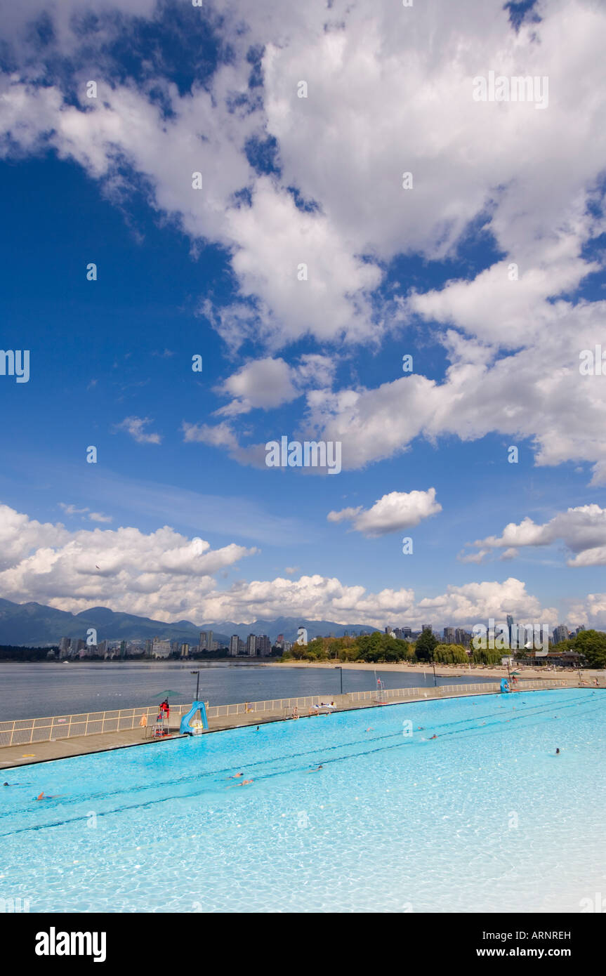 Outdoor swimming pool at Kitsilano Beach, Vancouver, British Columbia, Canada. Stock Photo