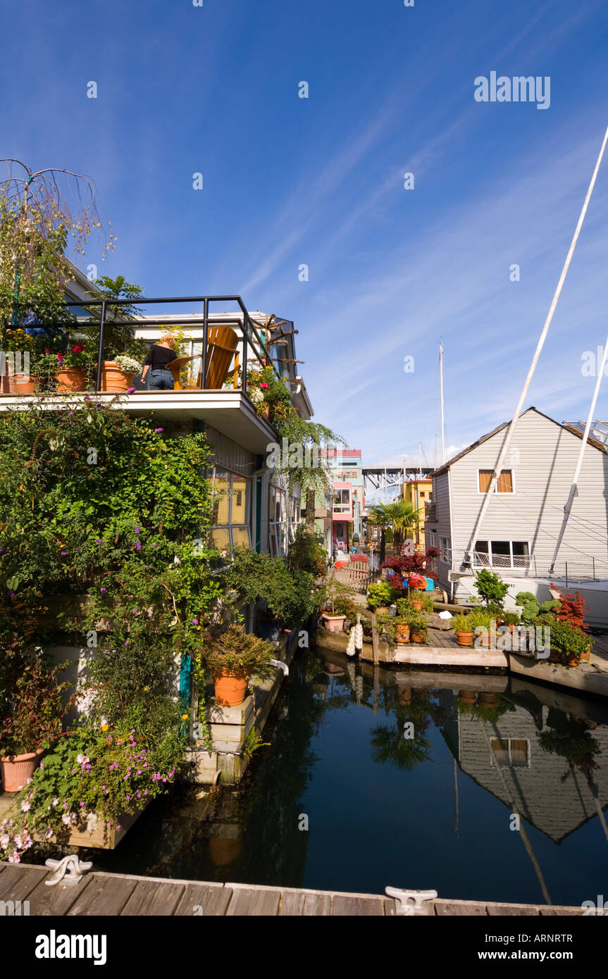 Float homes in False Creek, Vancouver, British Columbia, Canada. Stock Photo