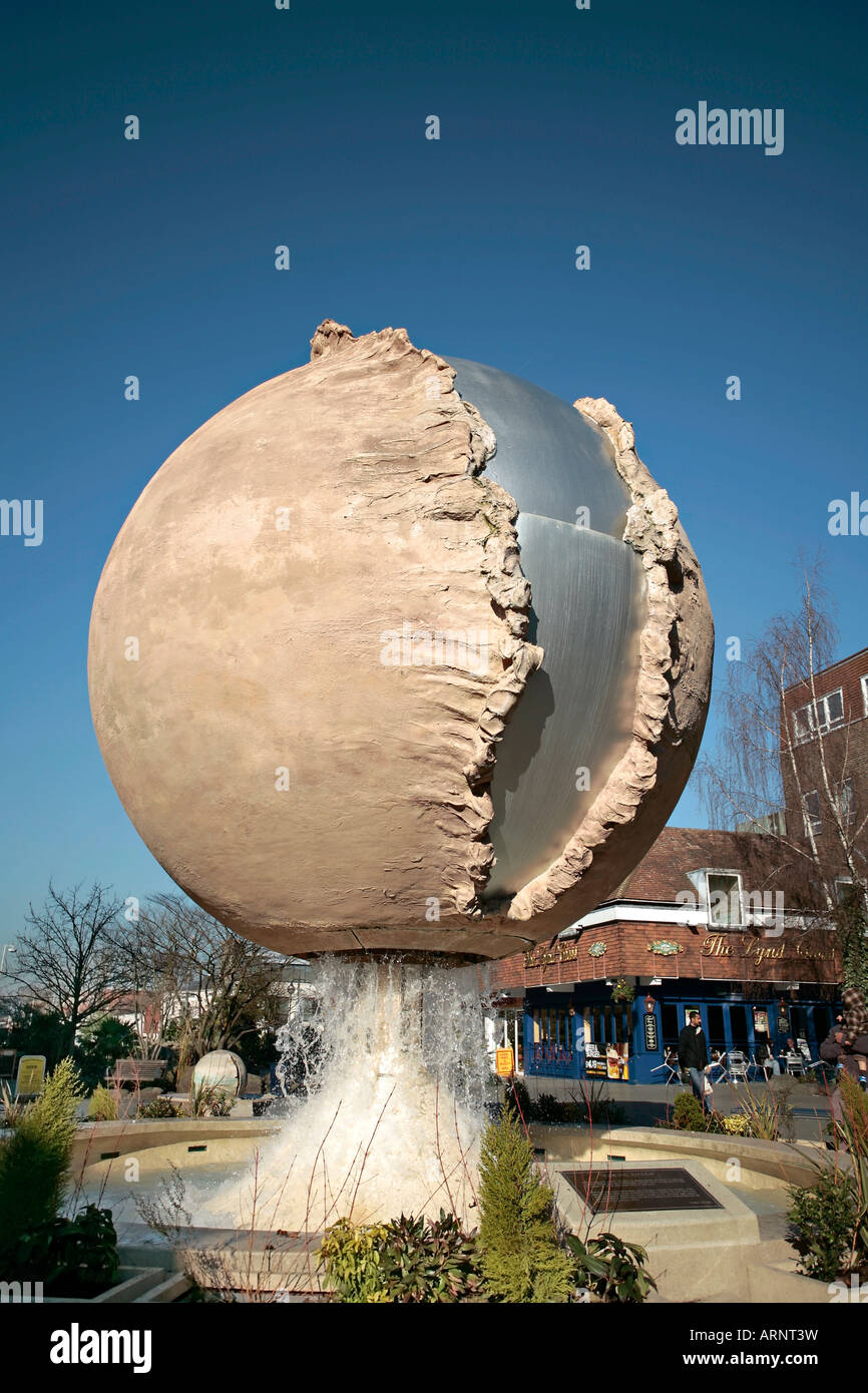 The Rising Universe Shelley Fountain in Horsham, West Sussex. Created by sculptor Angela Conner. Stock Photo