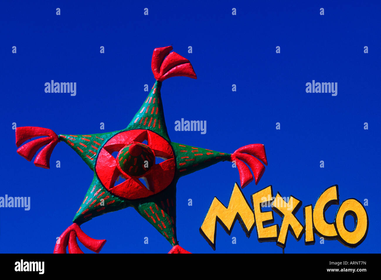 Mexico colorful sign at festival near Cancun with blue sky Stock Photo ...