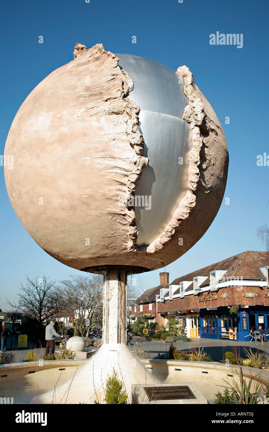 The Rising Universe Shelley Fountain in Horsham, West Sussex. Created by sculptor Angela Conner. Stock Photo