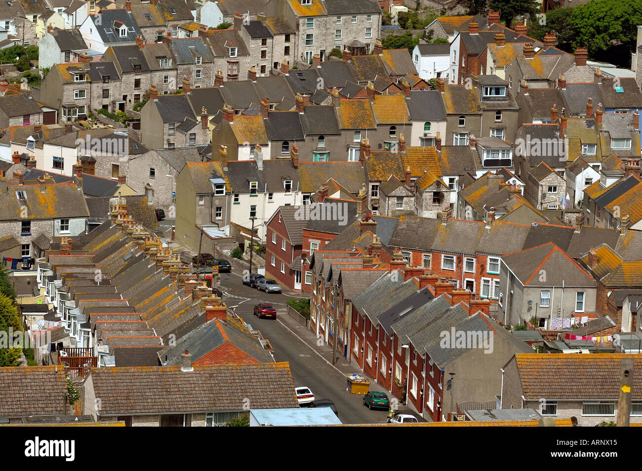Terraced housing in Portland Dorset Stock Photo Alamy