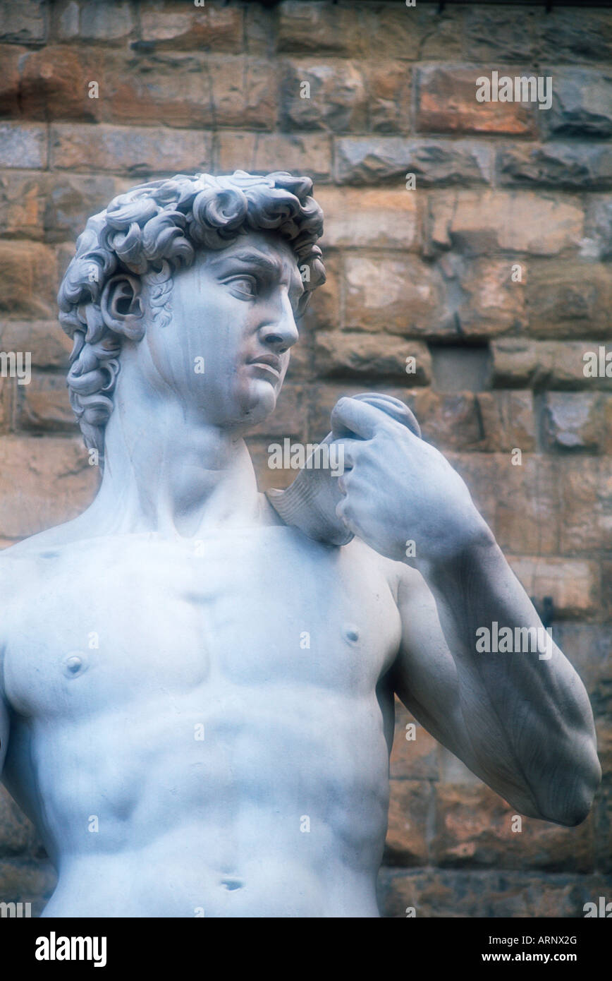 Italy, Florence , replica statue of David in Plaza della Signoria Stock