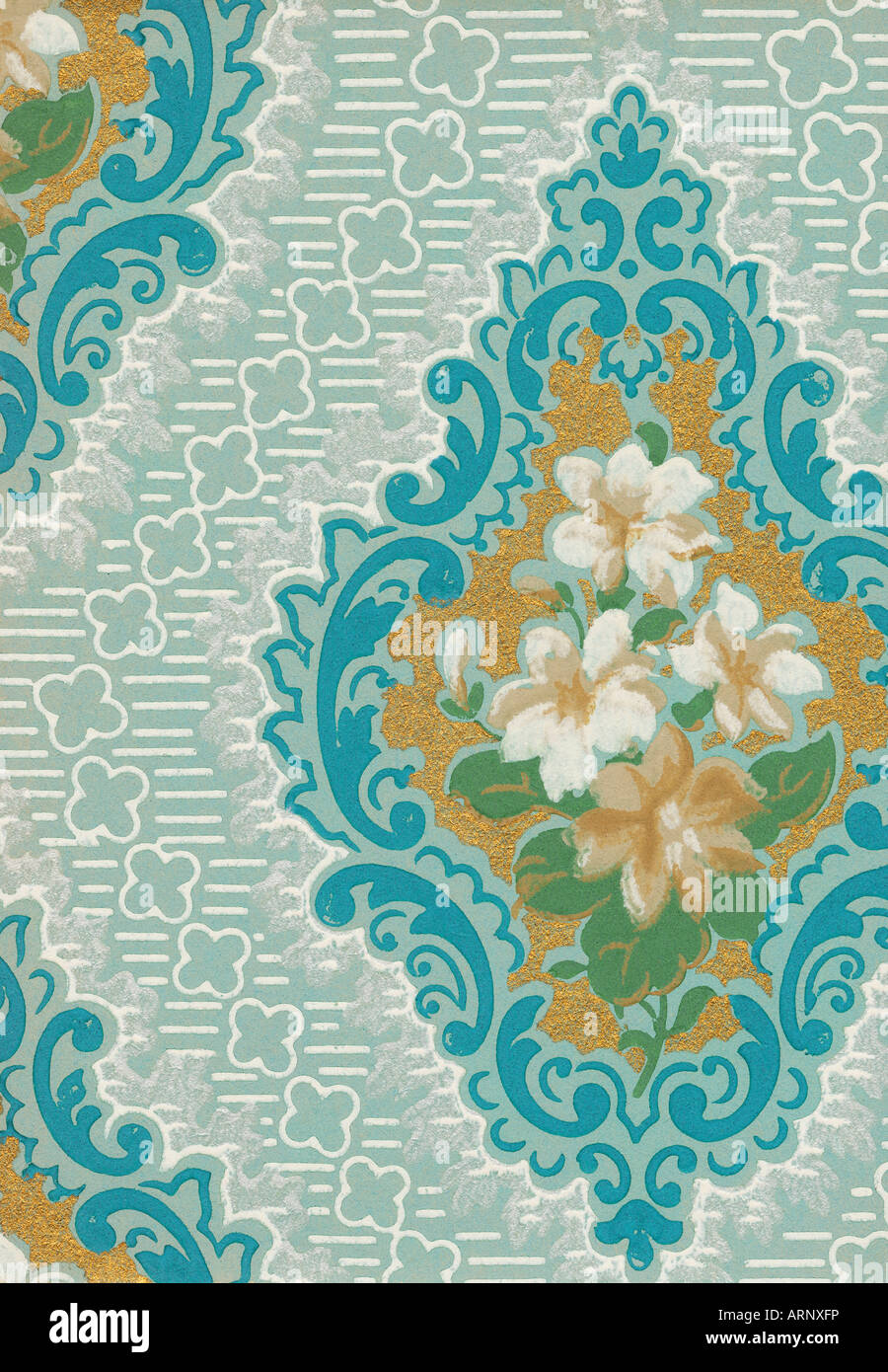 Retro American floral wallpaper pattern Stock Photo