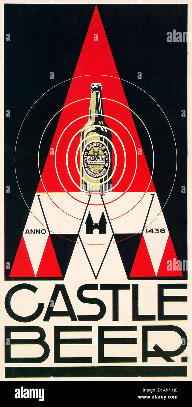 Castle Beer, 1930 poster for the Dutch pilsner from the brewery in Amersfoort Stock Photo