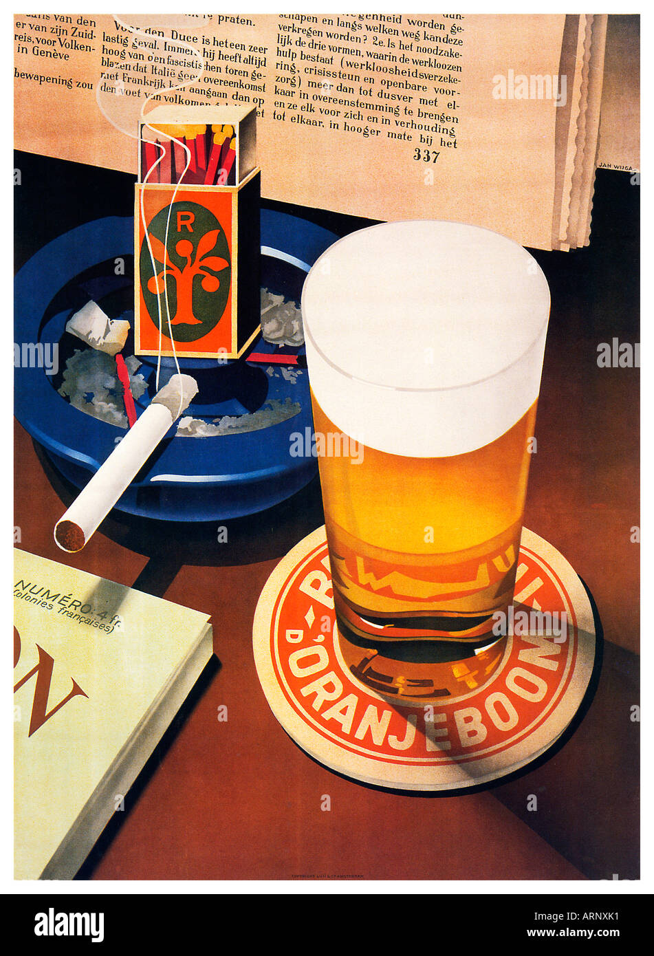 Oranjeboom, 1930s poster for the Dutch lager brewed in Rotterdam from 1671 to 1990 when it moved to Dommelen Stock Photo