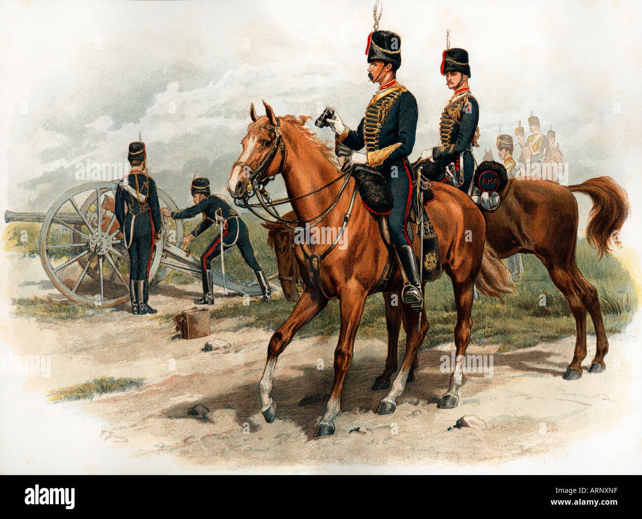Royal Horse Artillery Contemporary Victorian print from 1889 Stock Photo