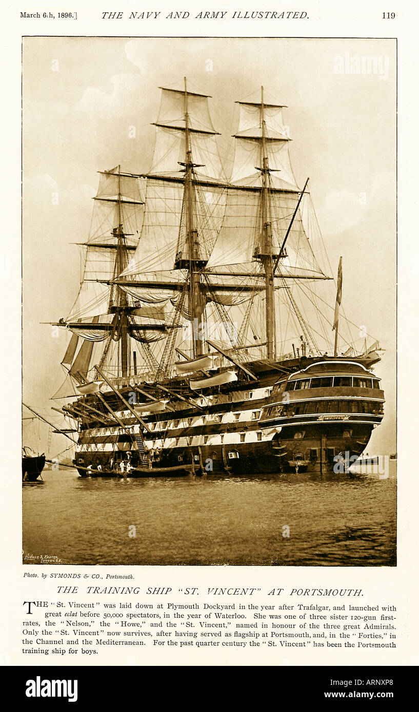 TS St Vincent Portsmouth launched in 1815 and used as a training ship for boys after a distinguished naval service Stock Photo