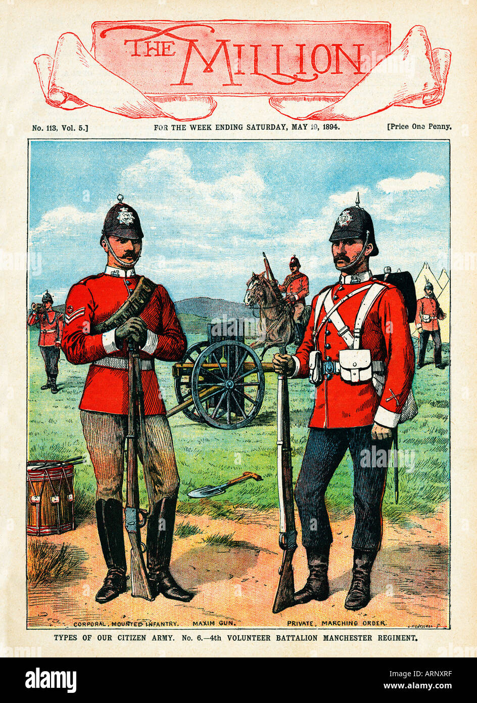 Manchester Regiment Volunteers The cover of the popular Victorian magazine The Million Stock Photo