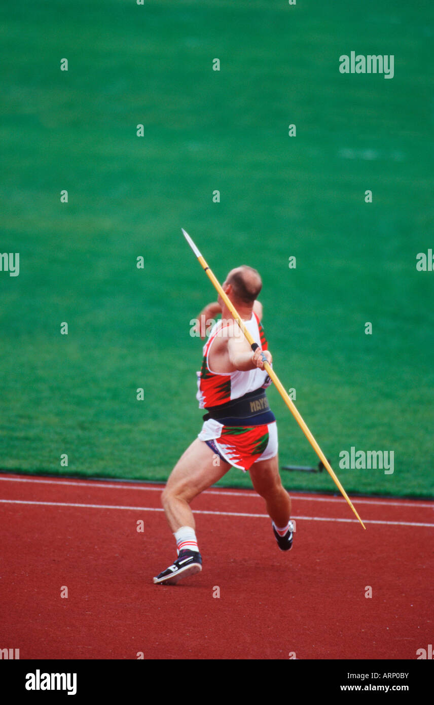Track and field competition, javelin thrower Stock Photo - Alamy
