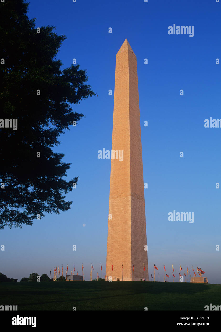 USA, Washington, DC,  Washington Monument with visitors Stock Photo