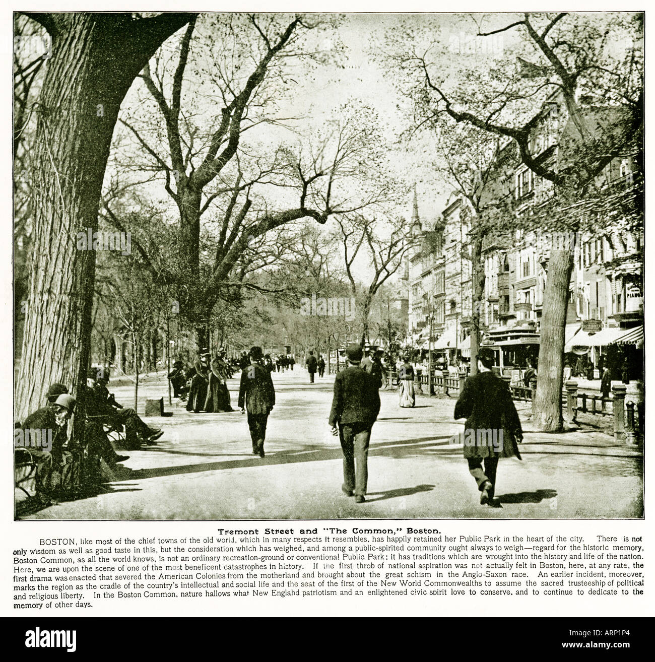 Tremont Street The Common Boston 1899 photo of the public park in the