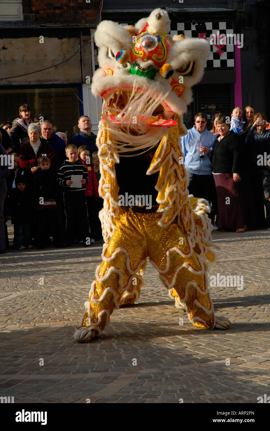 Traditional lion dancers, part of the festivities for Chinese New Year ...