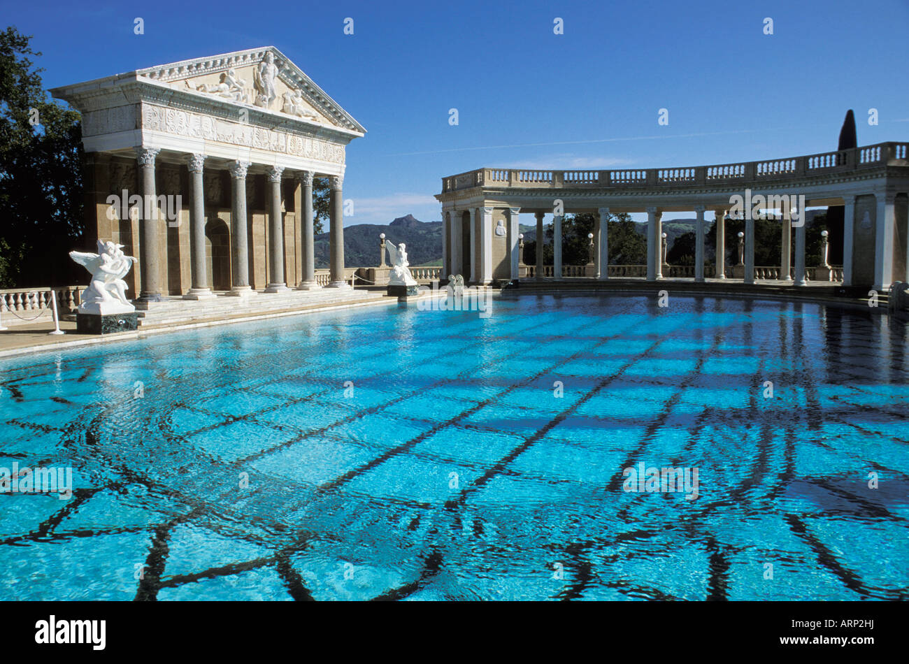 USA, California, San Simeon, Hearst Castle swimming pool with grecian architecture Stock Photo