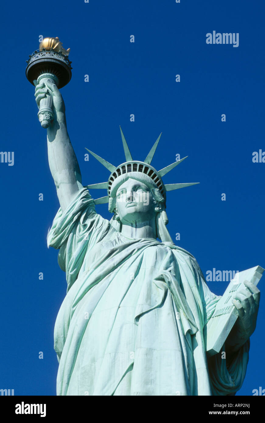 USA, New York City, Statue of Liberty, head detail Stock Photo