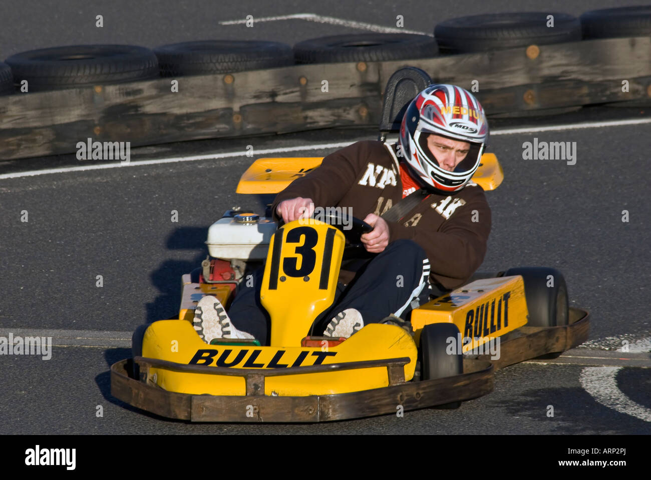 Boy racer driving racing [go cart] Stock Photo - Alamy