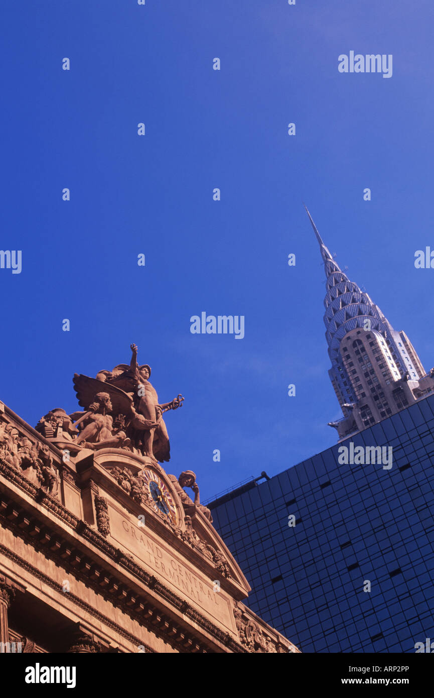 USA, New York City, Chrysler Building and Grand Central Station Stock Photo