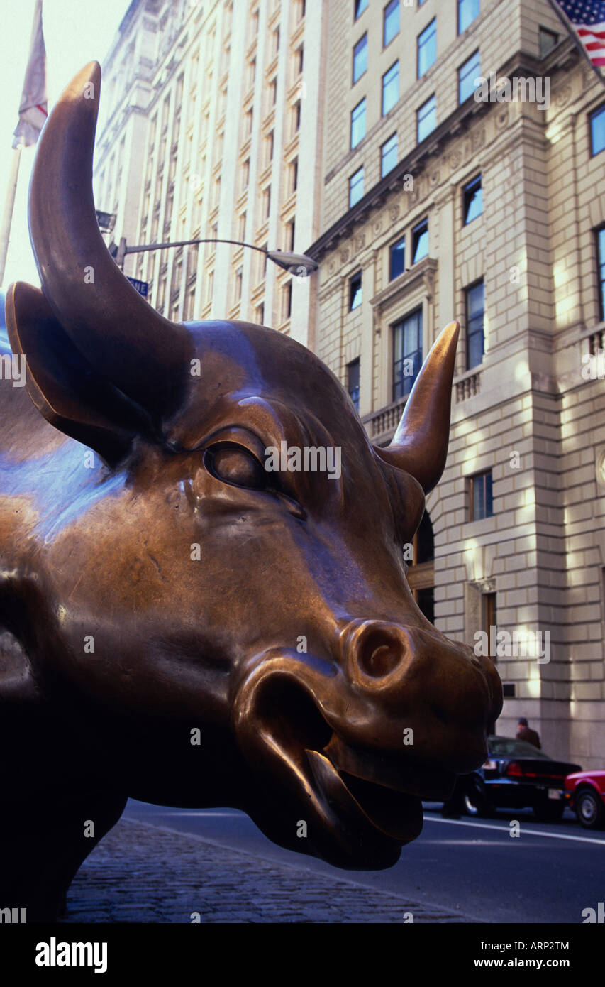 Charging Bull (sometimes called the Wall Street Bull or the Bowling Green Bull) is a 3,200?kg (7,000¬†pound) bronze sculpture by Stock Photo