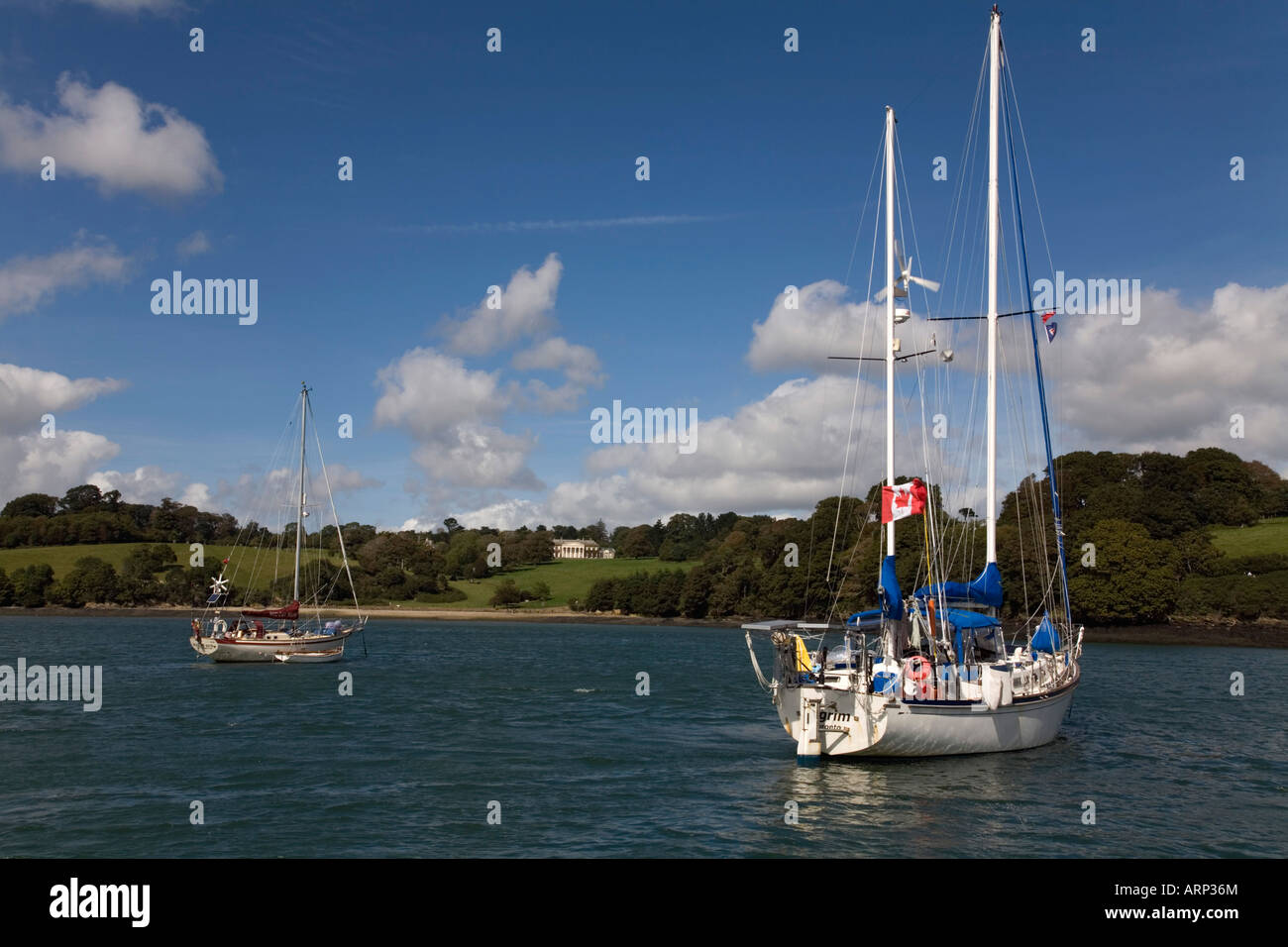 trelissick house from the river fal cornwall Stock Photo