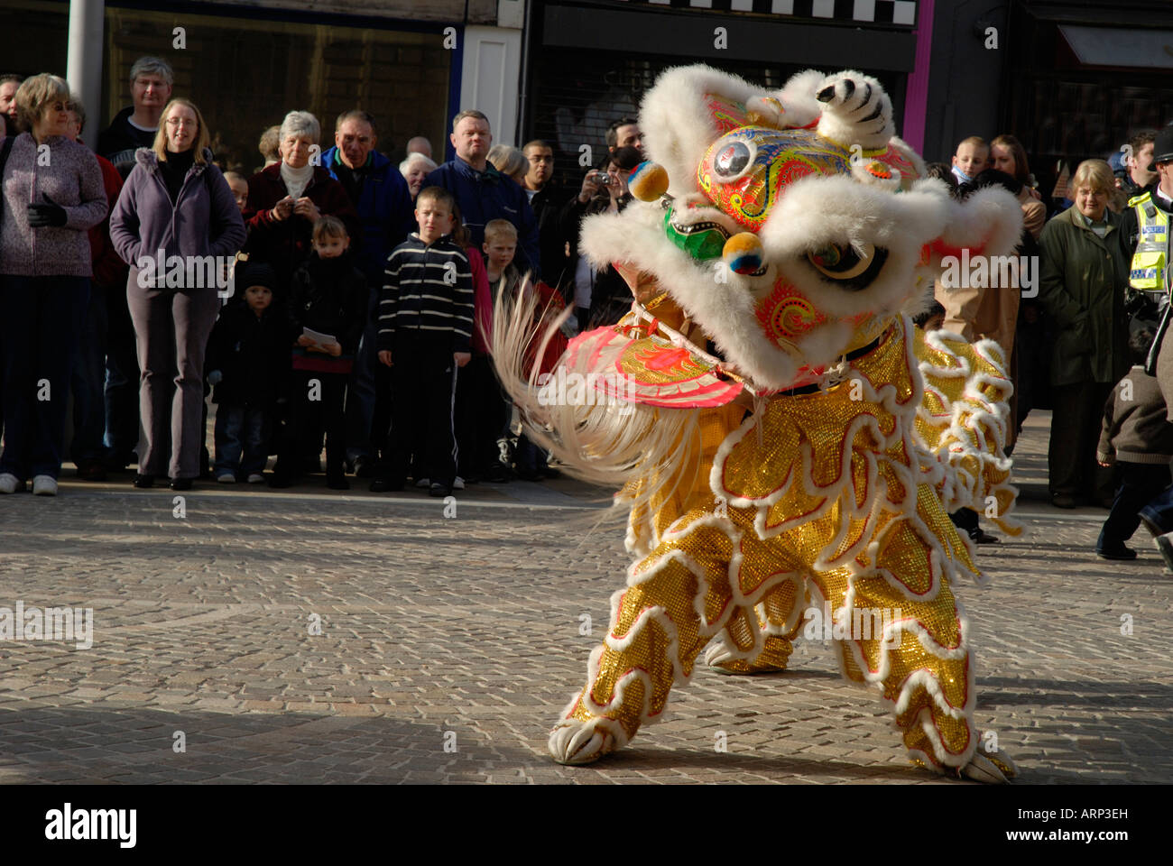 Traditional lion dancers, part of the festivities for Chinese New Year ...