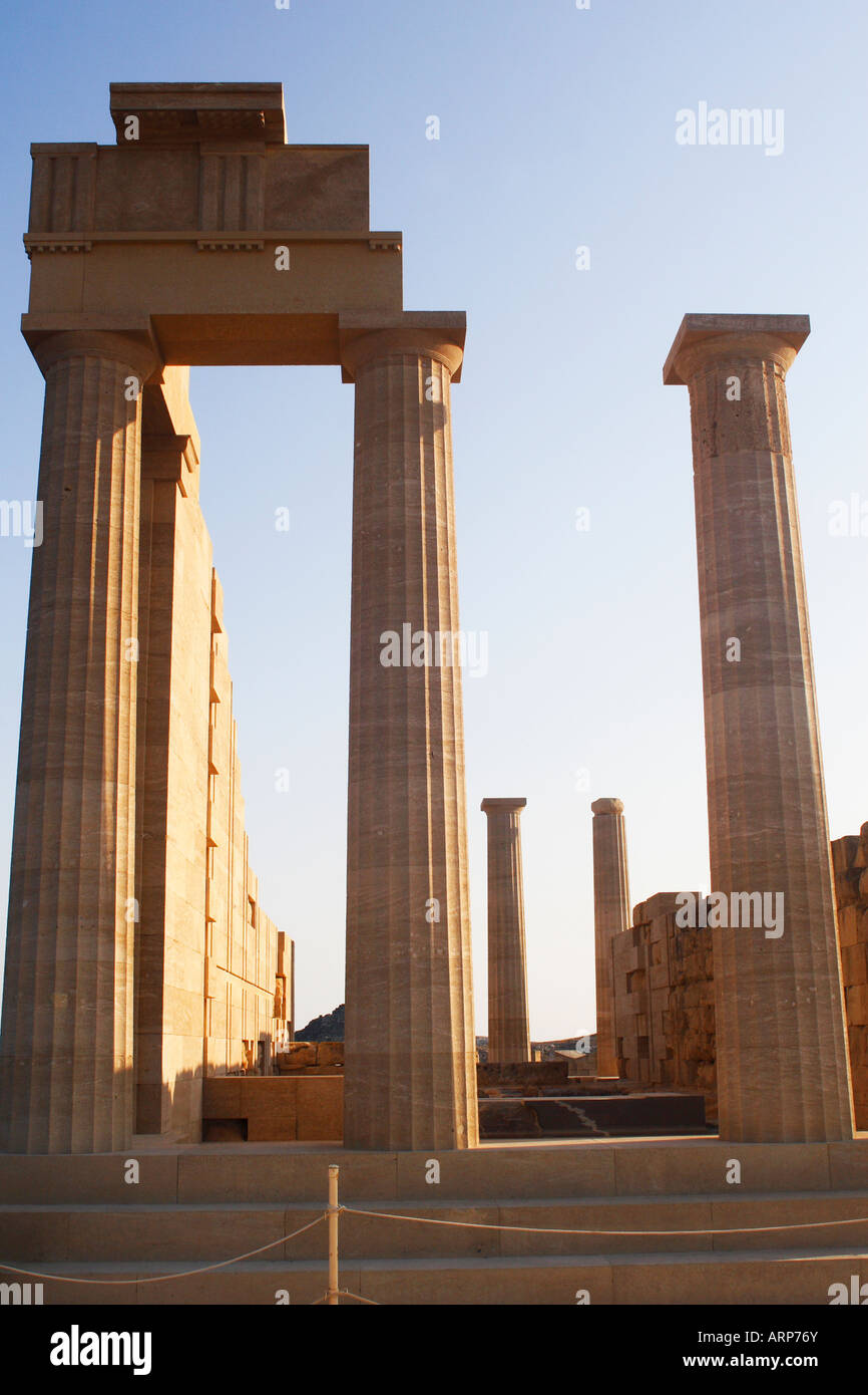 Ruins within the Acropolis Lindos Rhodes Greece Stock Photo