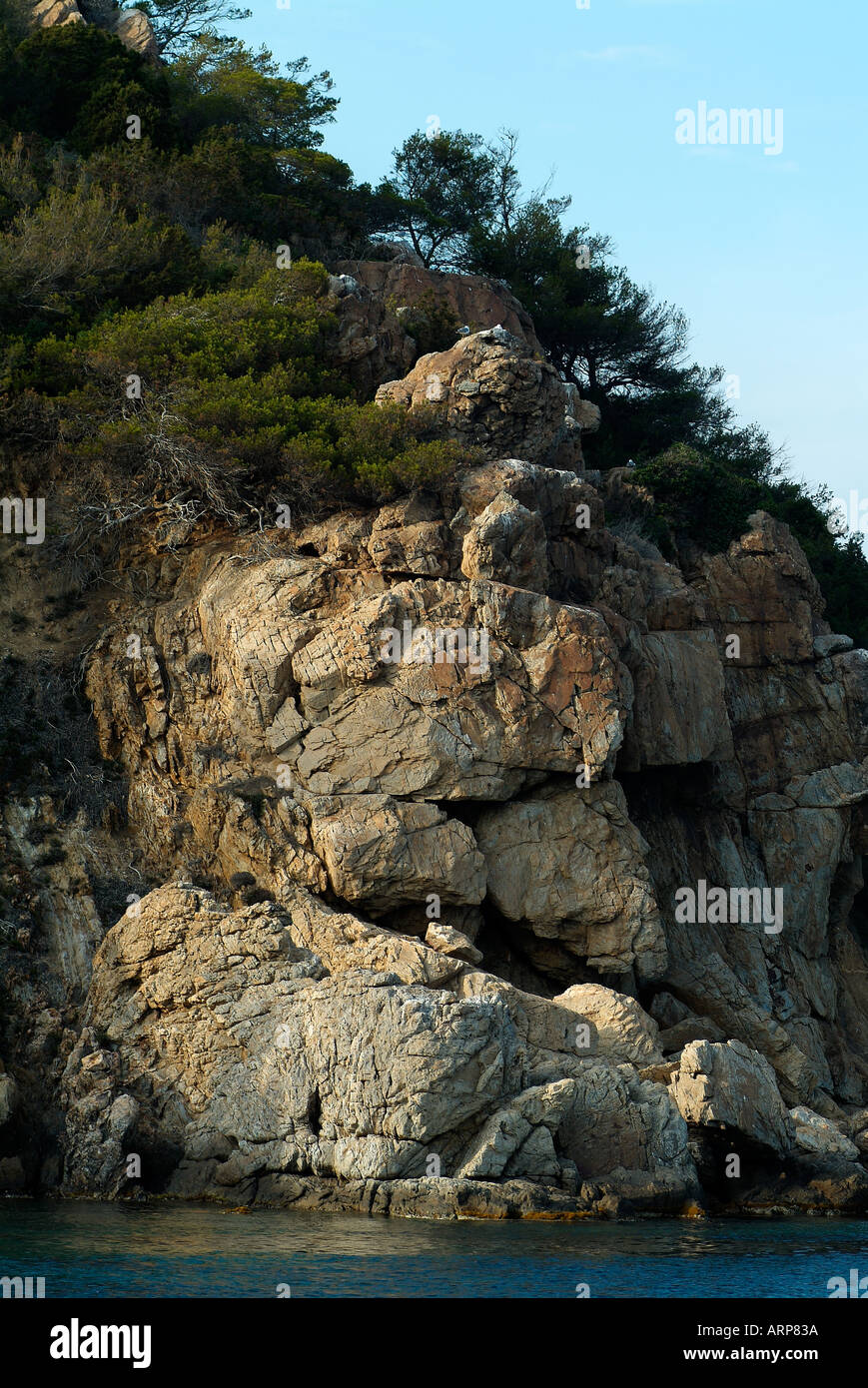 Big rocks of the island of Port Cros in the Mediterranean Sea Stock Photo