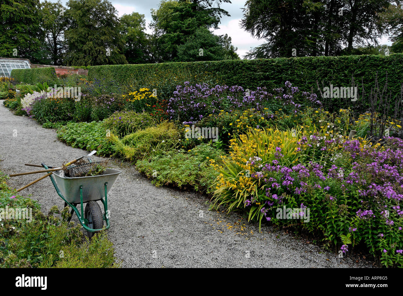 Gardening Equipment Being Used at Threave House and Gardens in Castle Douglas, Scotland Stock Photo