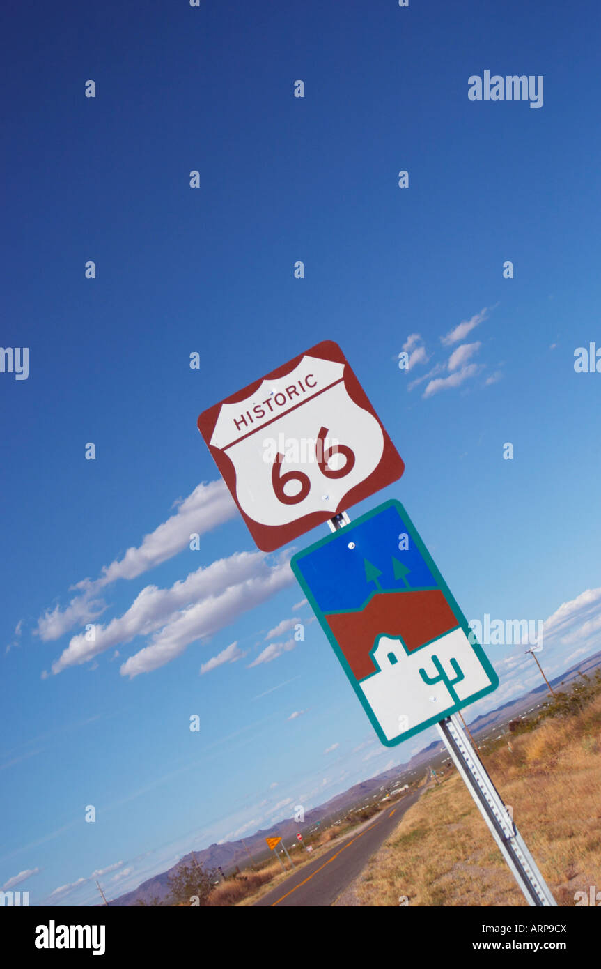 Historic Route 66 Road Sign USA Stock Photo - Alamy