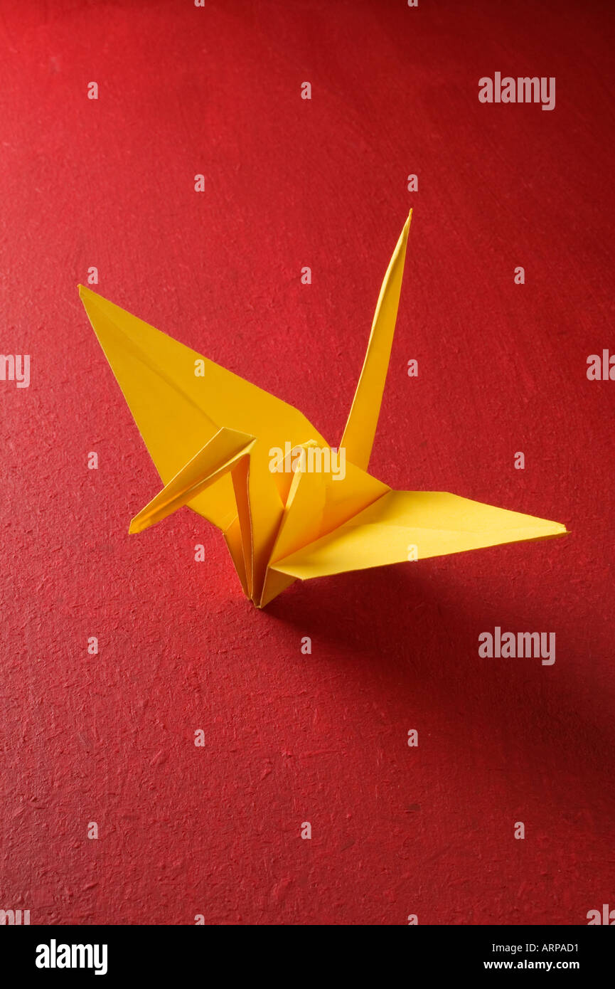 origami yellow crane Stock Photo Alamy