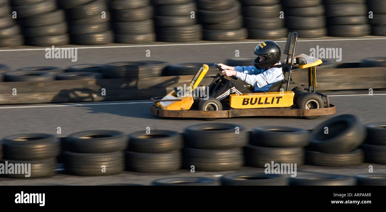 Boy racer driving racing [go cart] Stock Photo - Alamy