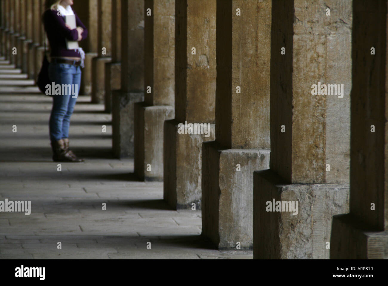 Female student, Magdalen College Oxford, England Stock Photo