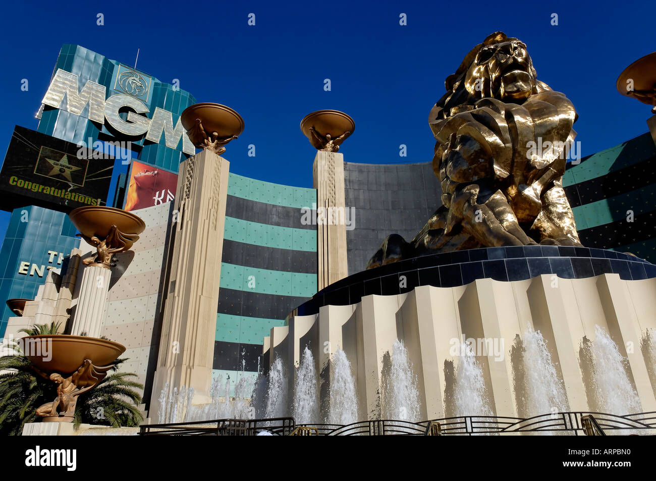The MGM Lion outside the MGM Grand Hotel and Casino in Las Vegas, Nevada Stock Photo
