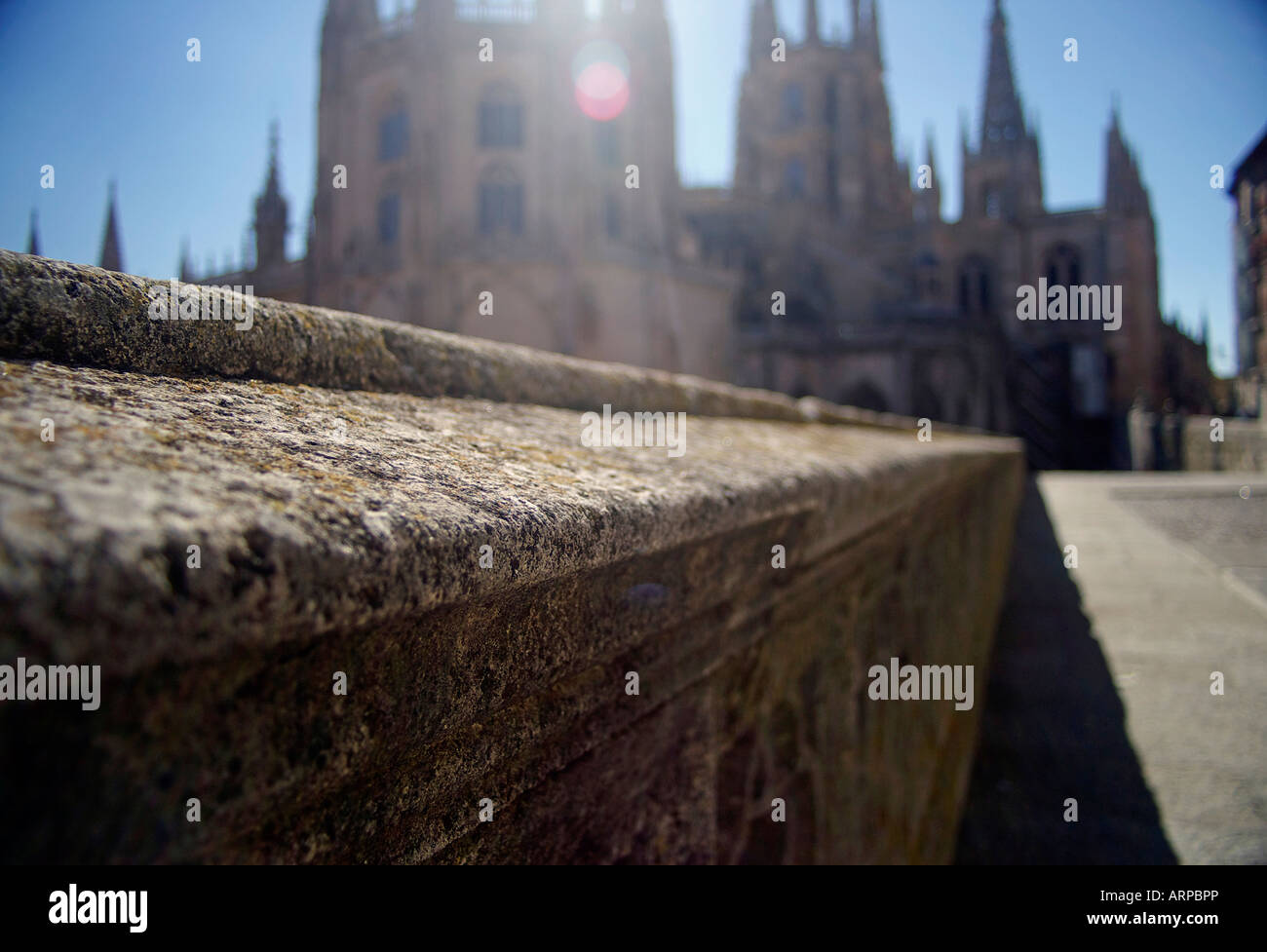balustrade of stone architectural ornamental element of the burgos cathedral Stock Photo