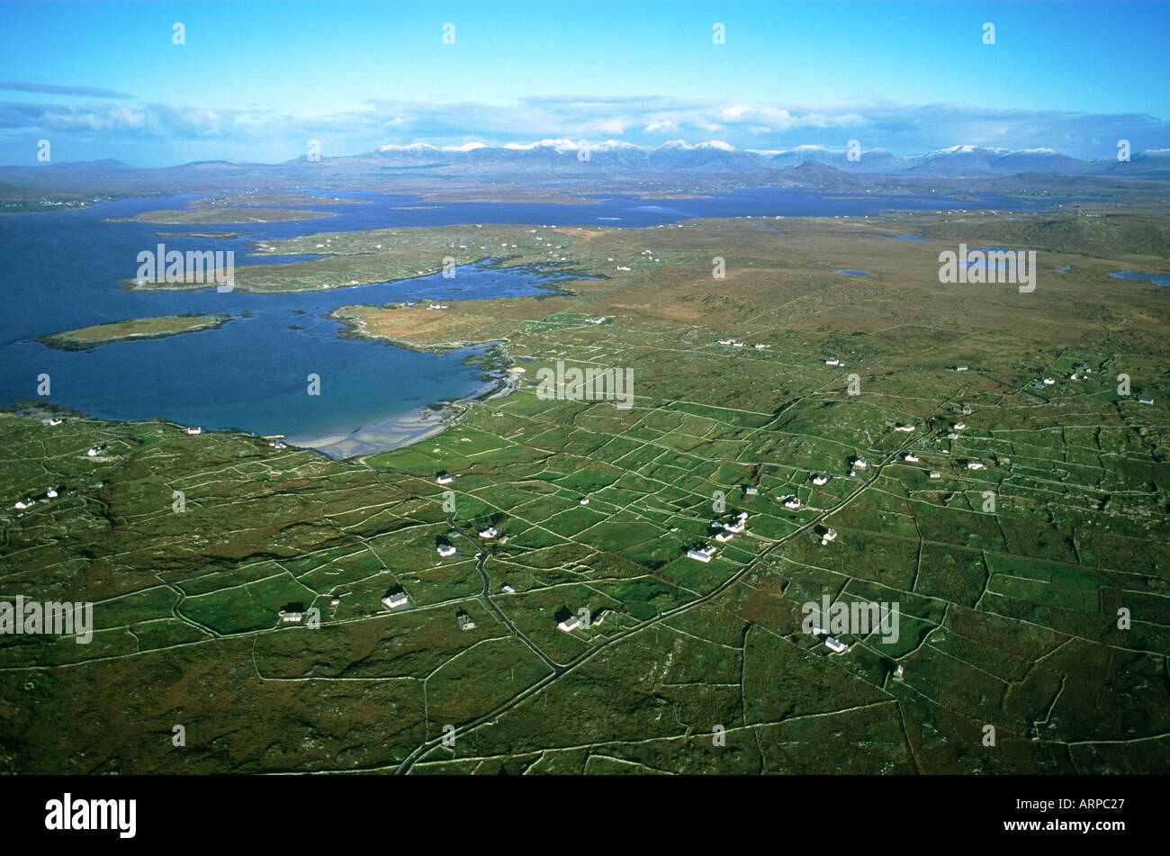 N. from Mace Head over beach at Moyrus and Bertraghboy Bay to the