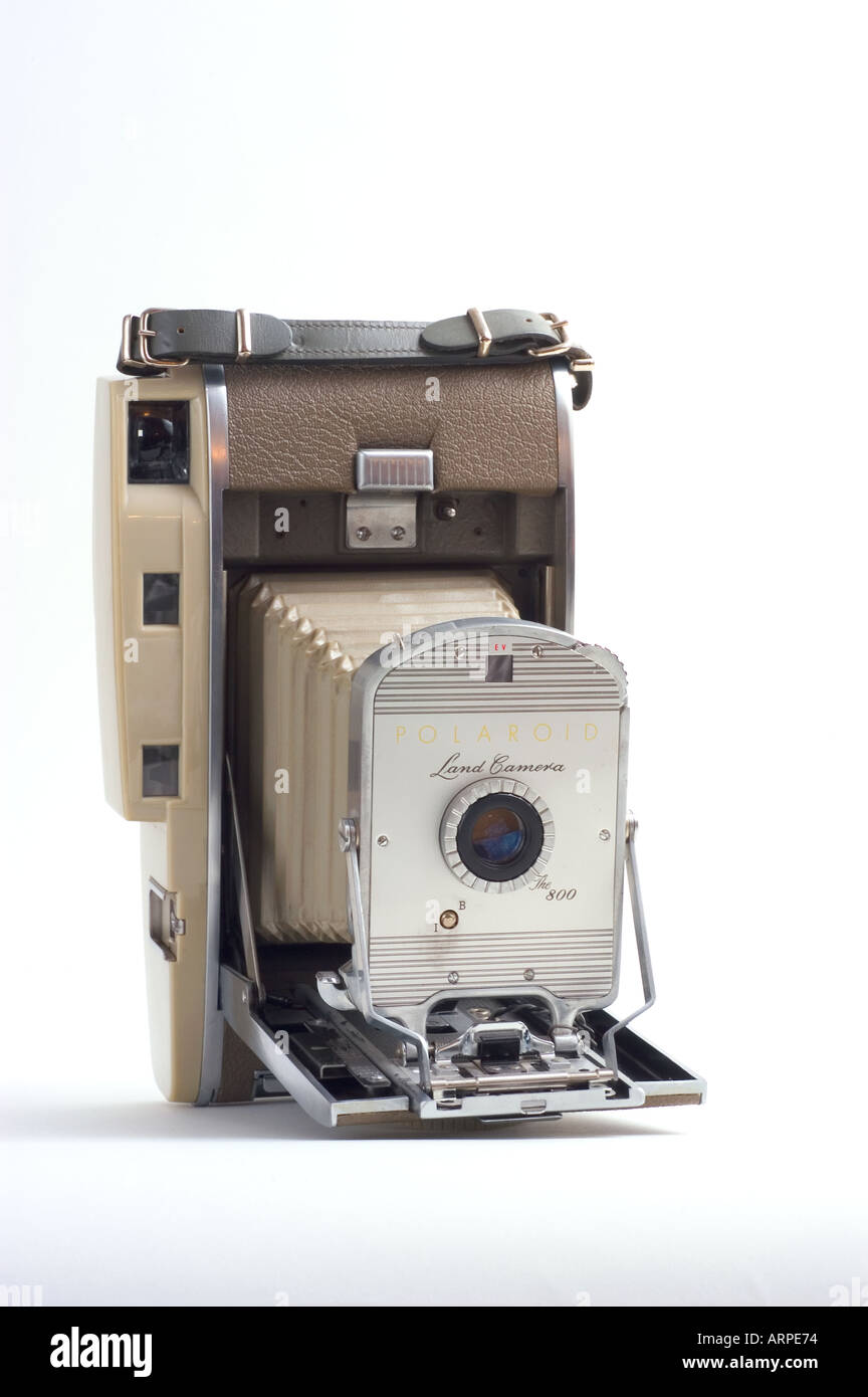 Polaroid Land Camera in studio white background. Stock Photo