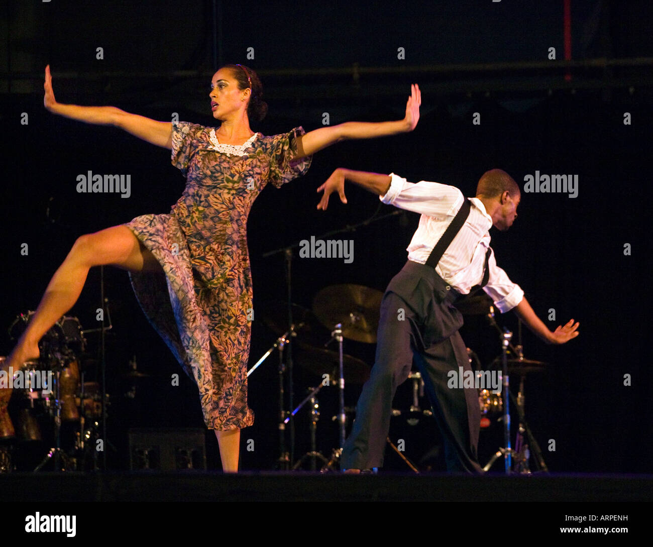 The LULA WASHINGTON DANCE THEATRE at the LINCOLN CENTER PLAZA NEW YORK CITY Stock Photo