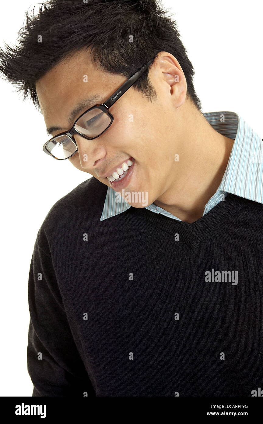Young Man Wearing Glasses Stock Photo - Alamy
