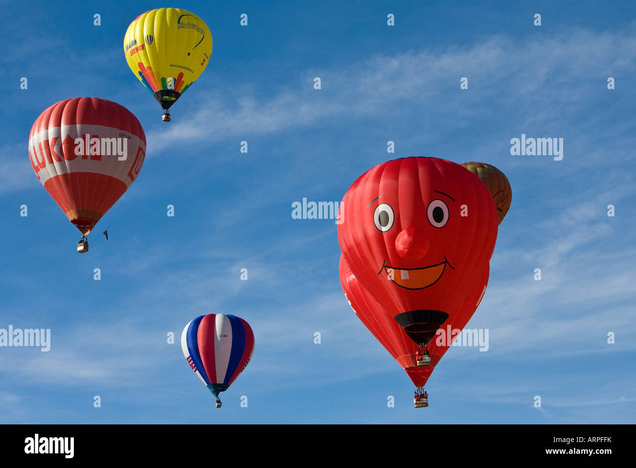 Hot Air Balloons Festival at Chateau d Oex Stock Photo