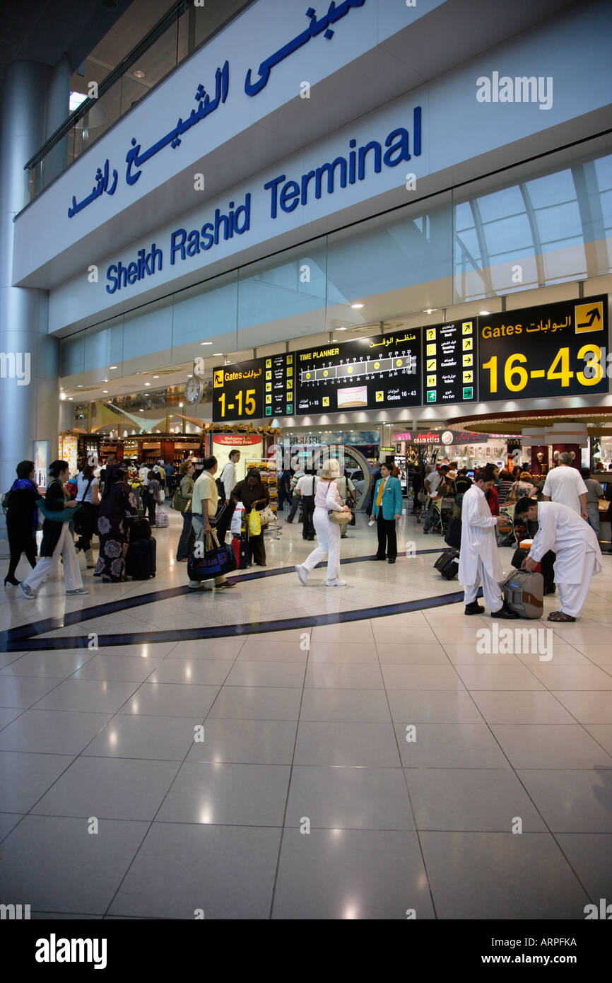 Dubai International Airport United Arab Emirates The Sheikh Rashid Departure Lounge and Duty Free Area Stock Photo