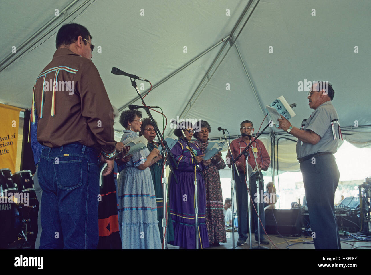 Native American choir singing Washington DC USA Stock Photo