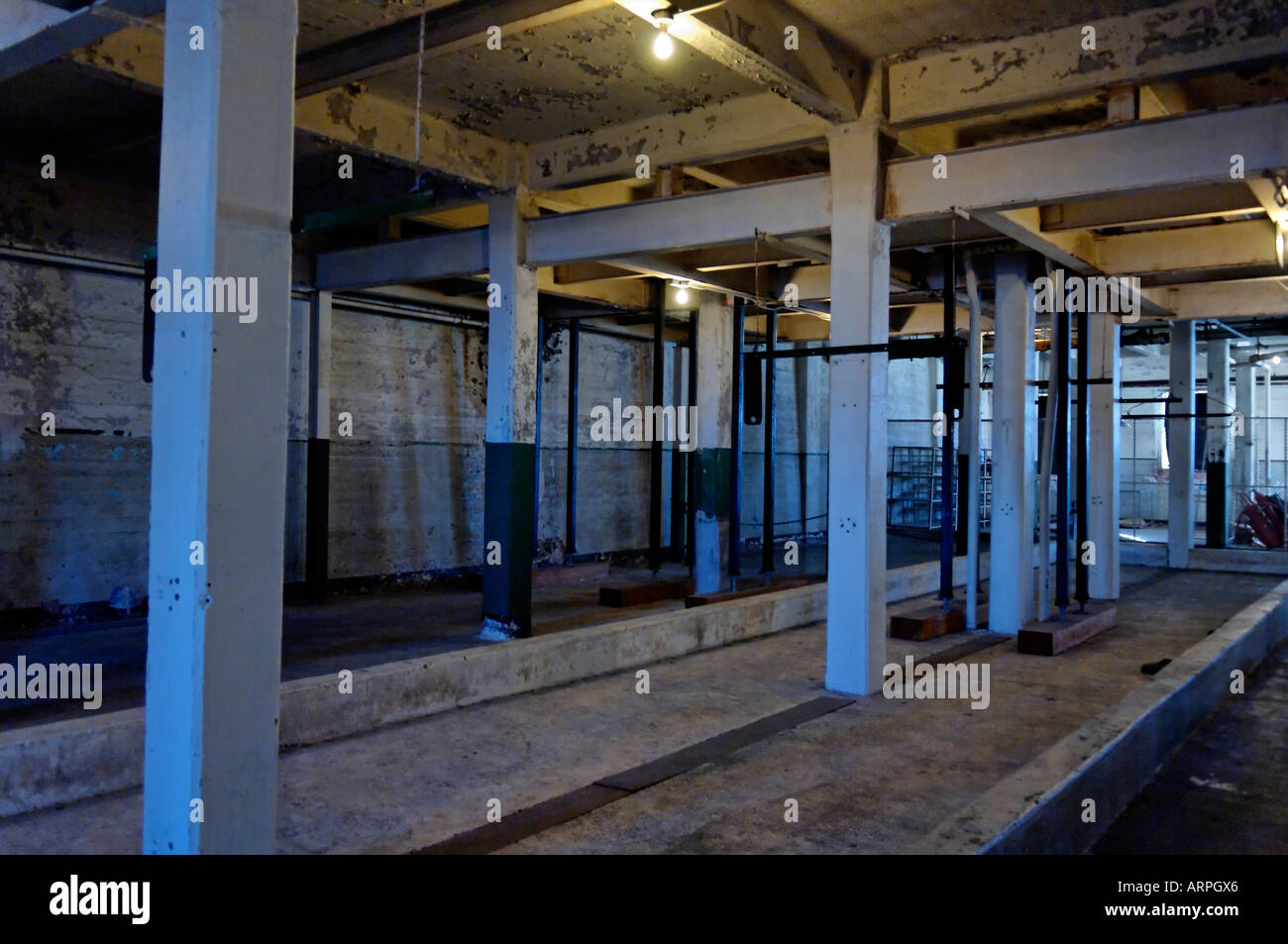A Landscape Photograph of the Showers at Alcatraz Prison and Island in San Francisco, California