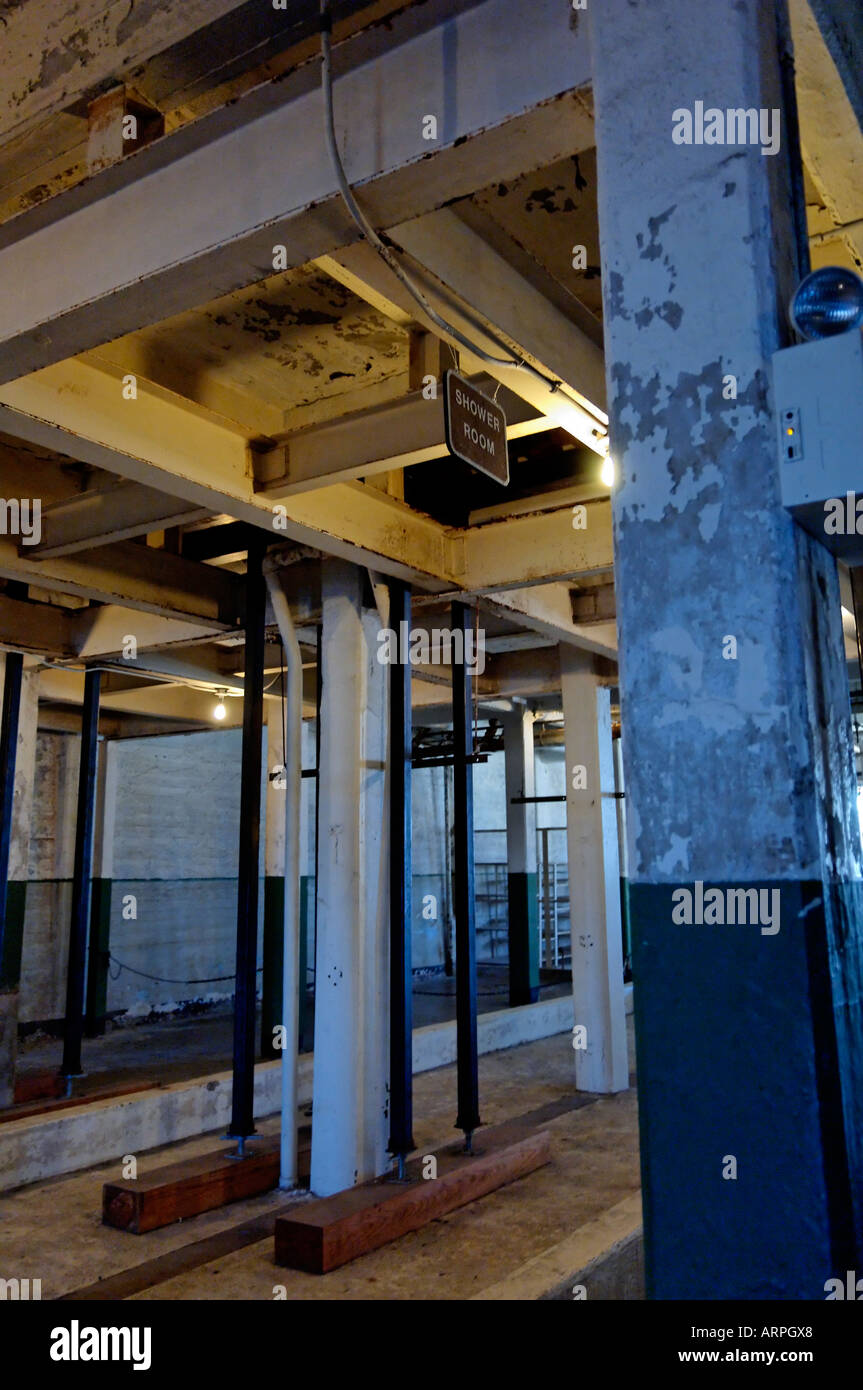 A Portrait Photograph of the Showers at Alcatraz Prison and Island in