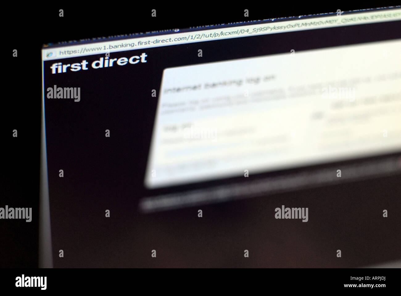 First Direct Banking website and logo, creative focus / small depth of field Stock Photo Alamy