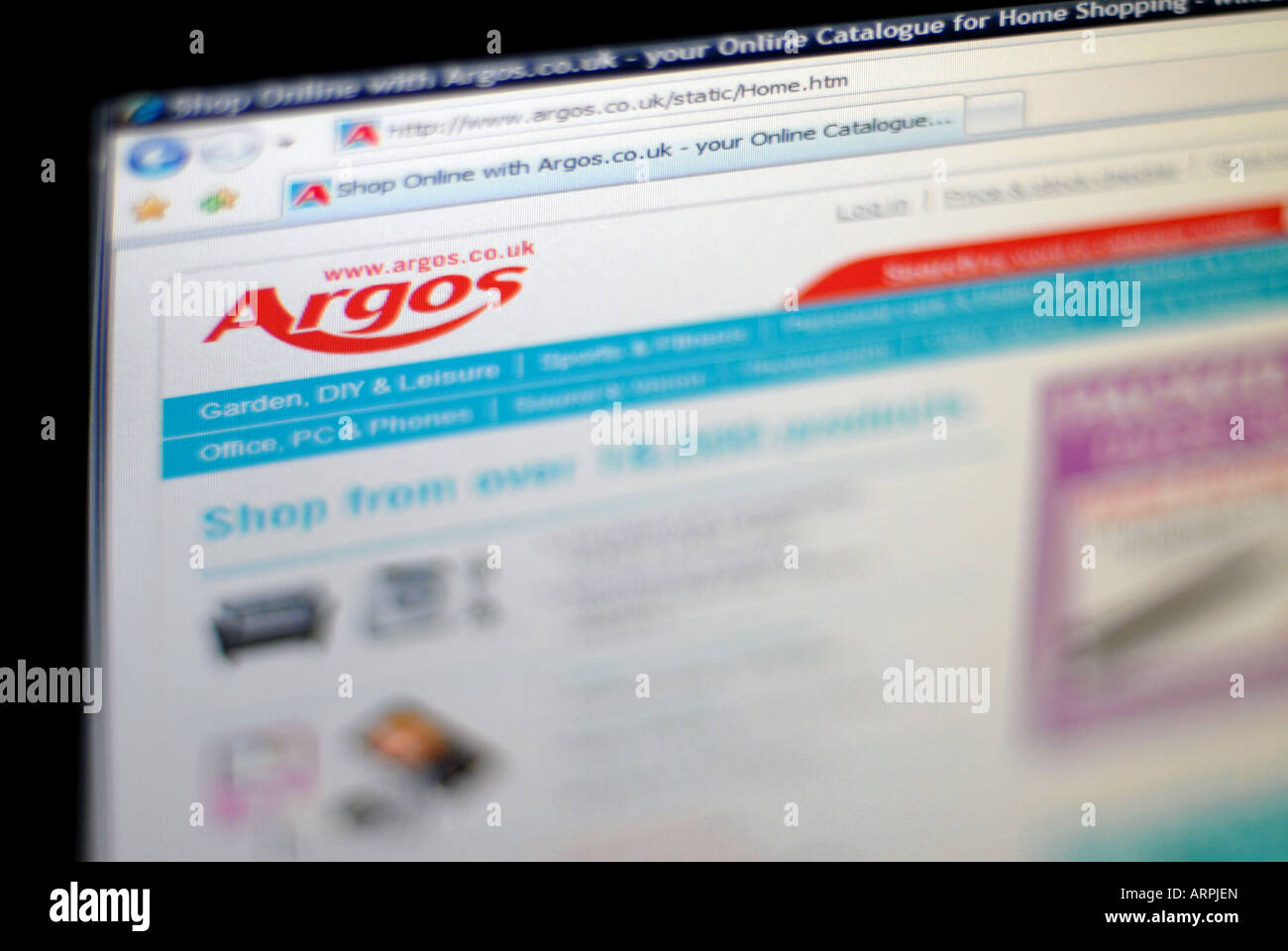 The Argos online store website and logo, creative focus / small depth